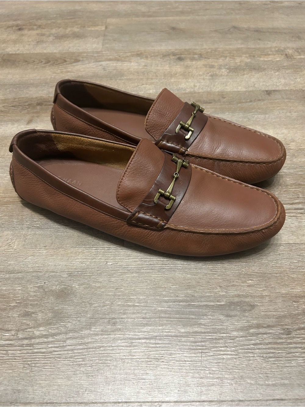 Cole Haan Men's 13 M Whiskey Brown Leather Horse Bit Loafers Slip On Shoes